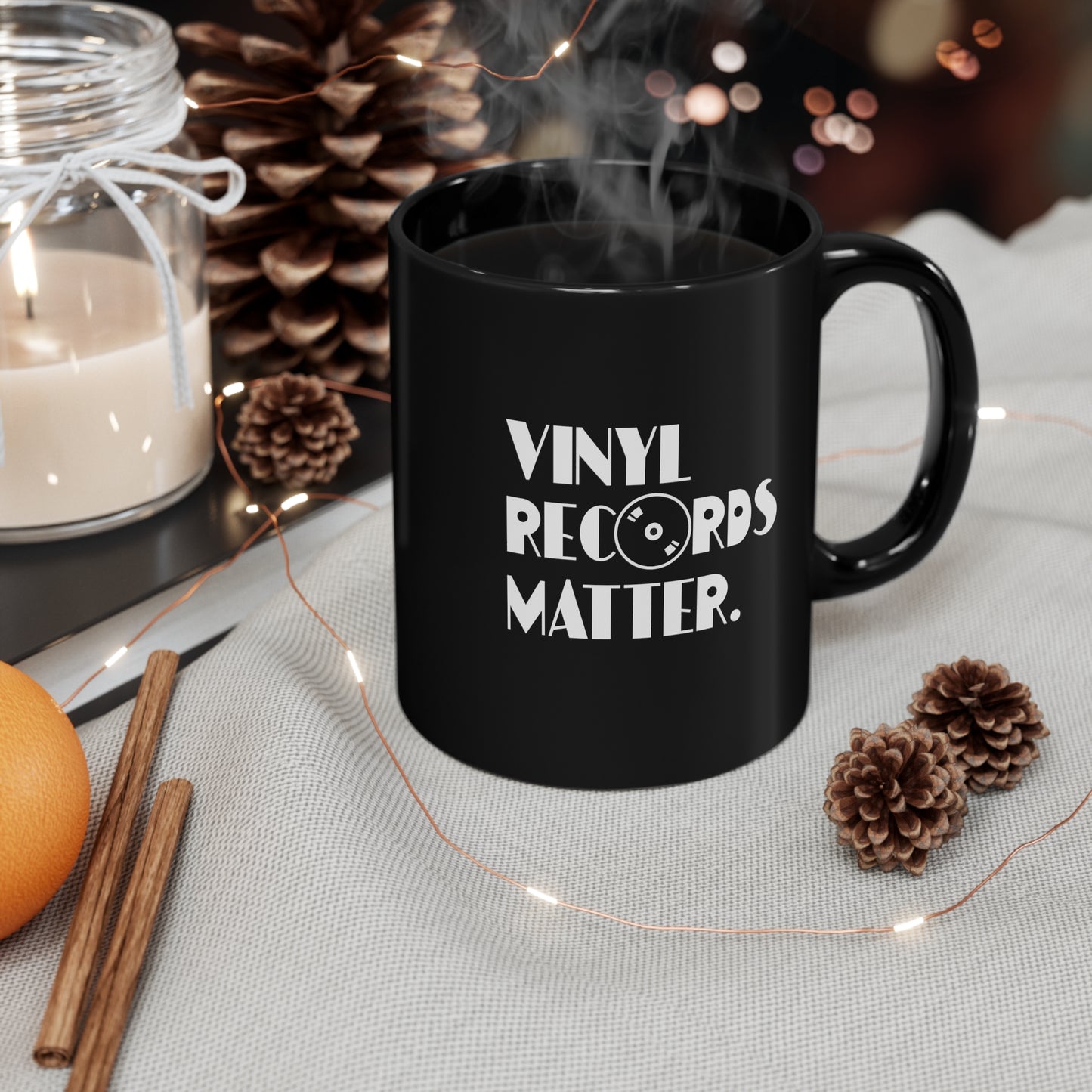 VINYL RECORDS MATTER Black mug 11oz