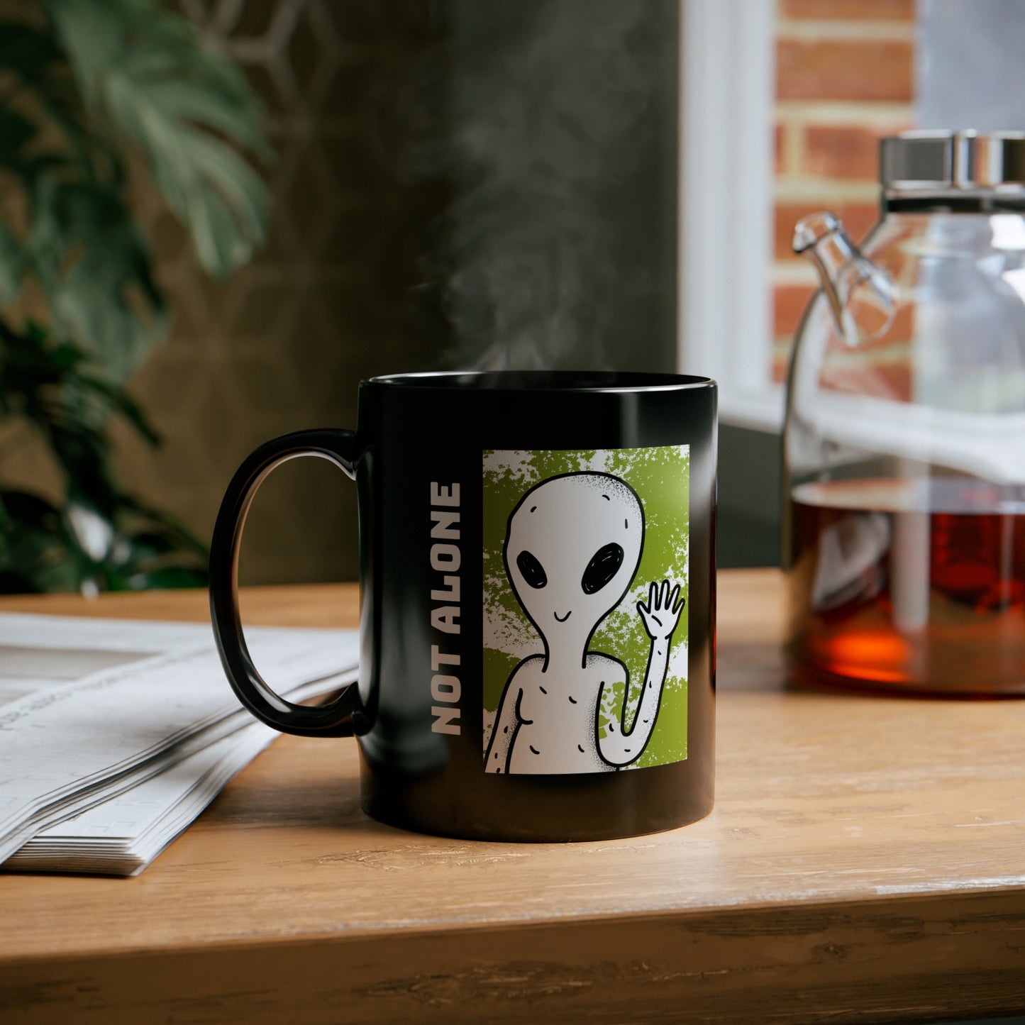 NOT ALONE Black mug 11oz