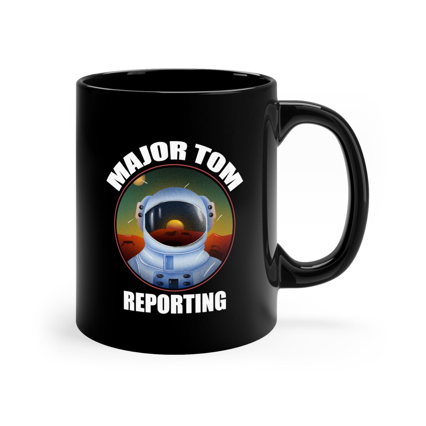 MAJOR TOM REPORTING Black mug 11oz
