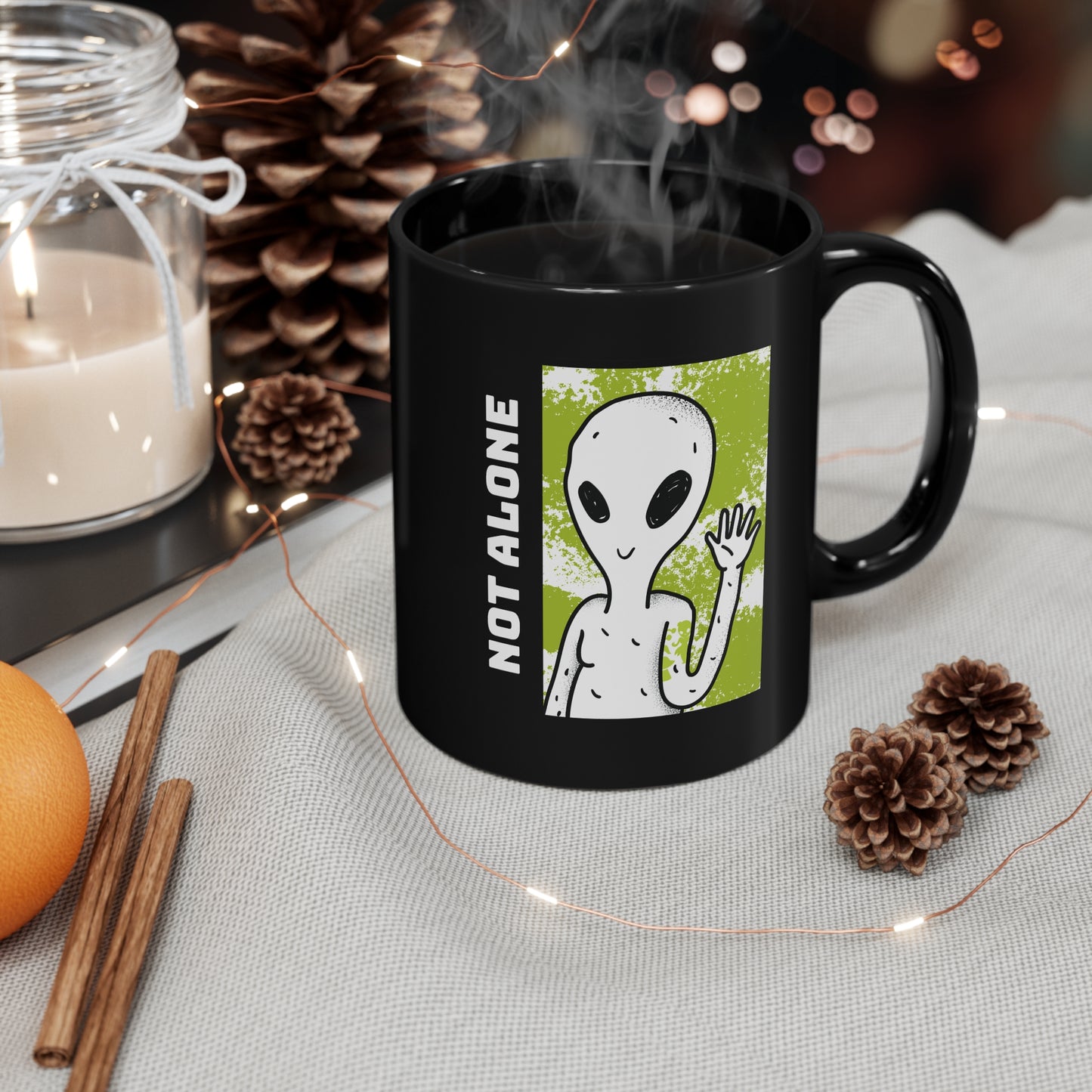 NOT ALONE Black mug 11oz