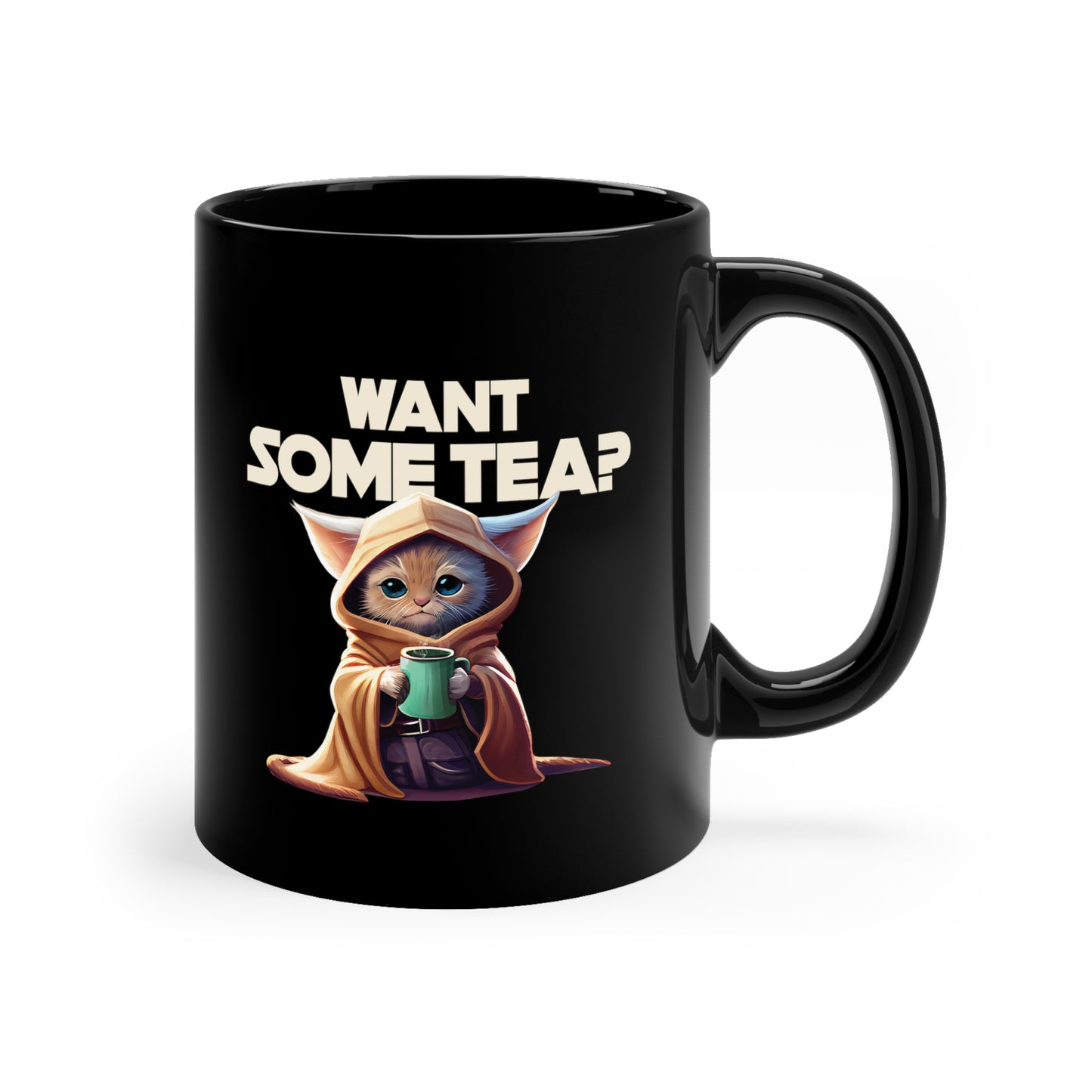 WANT SOME TEA? Black mug 11oz
