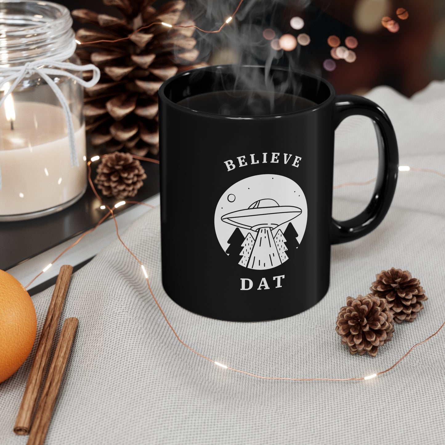 BELIEVE DAT Black mug 11oz