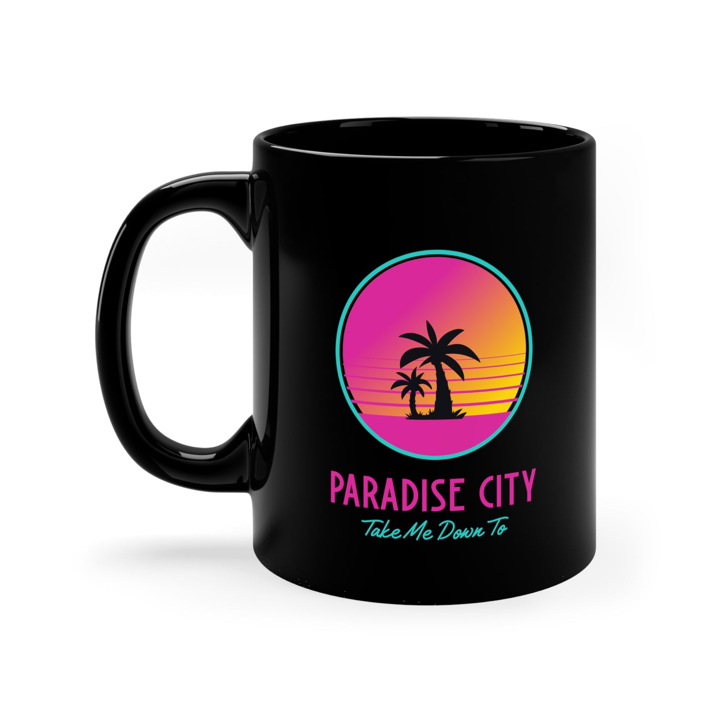 PARADISE CITY Black mug 11oz