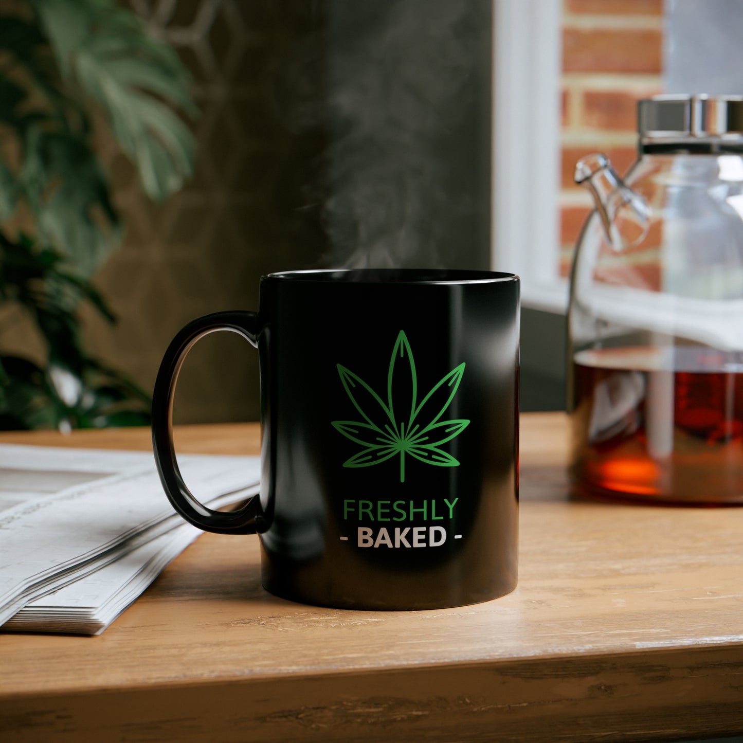 FRESHLY BAKED Black mug 11oz