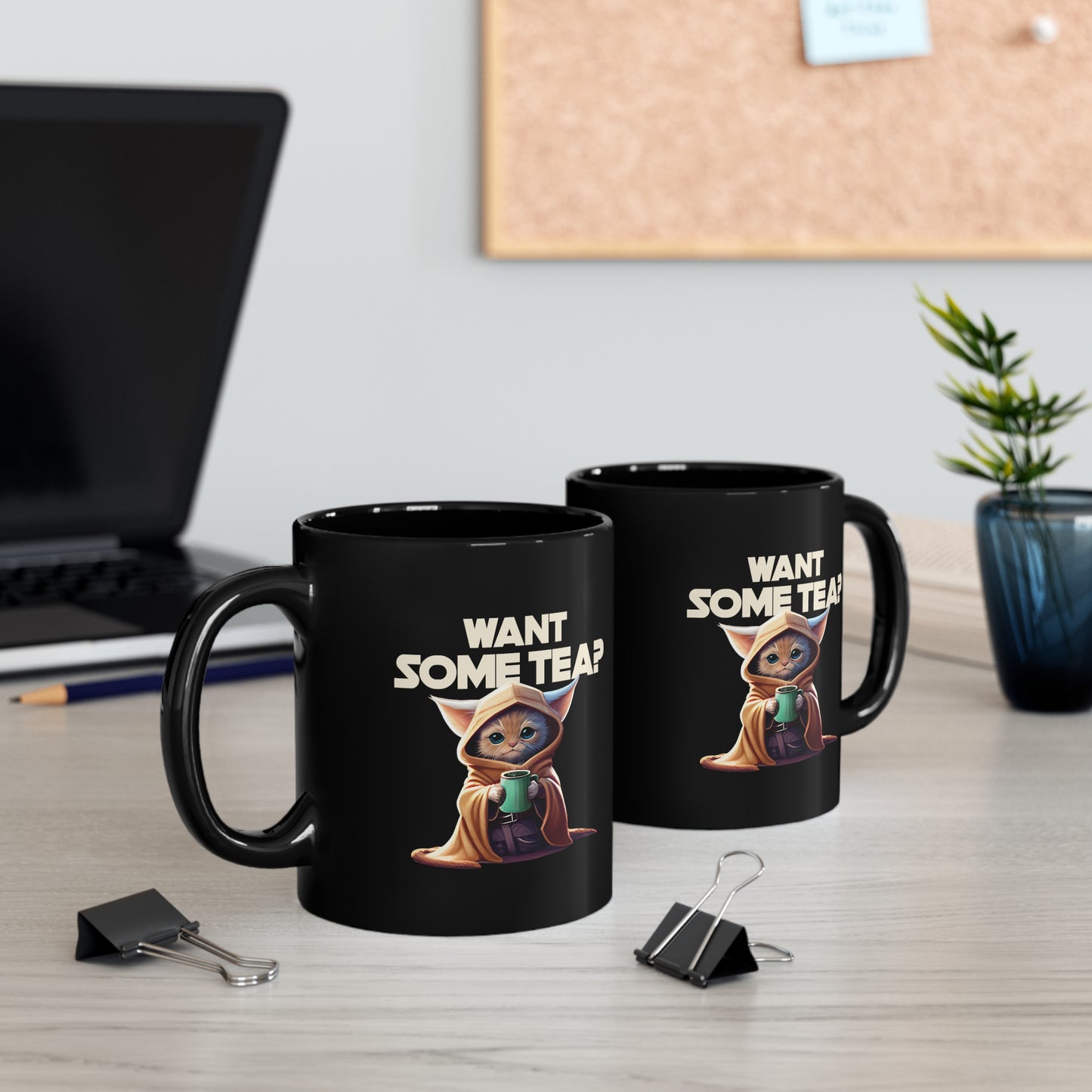 WANT SOME TEA? Black mug 11oz