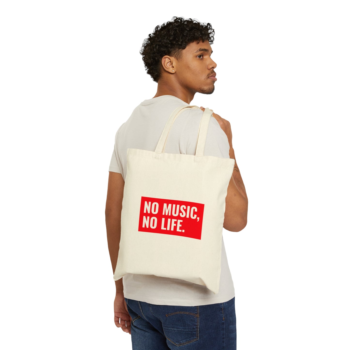 NO MUSIC, NO LIFE VINYL Cotton Canvas Tote Bag
