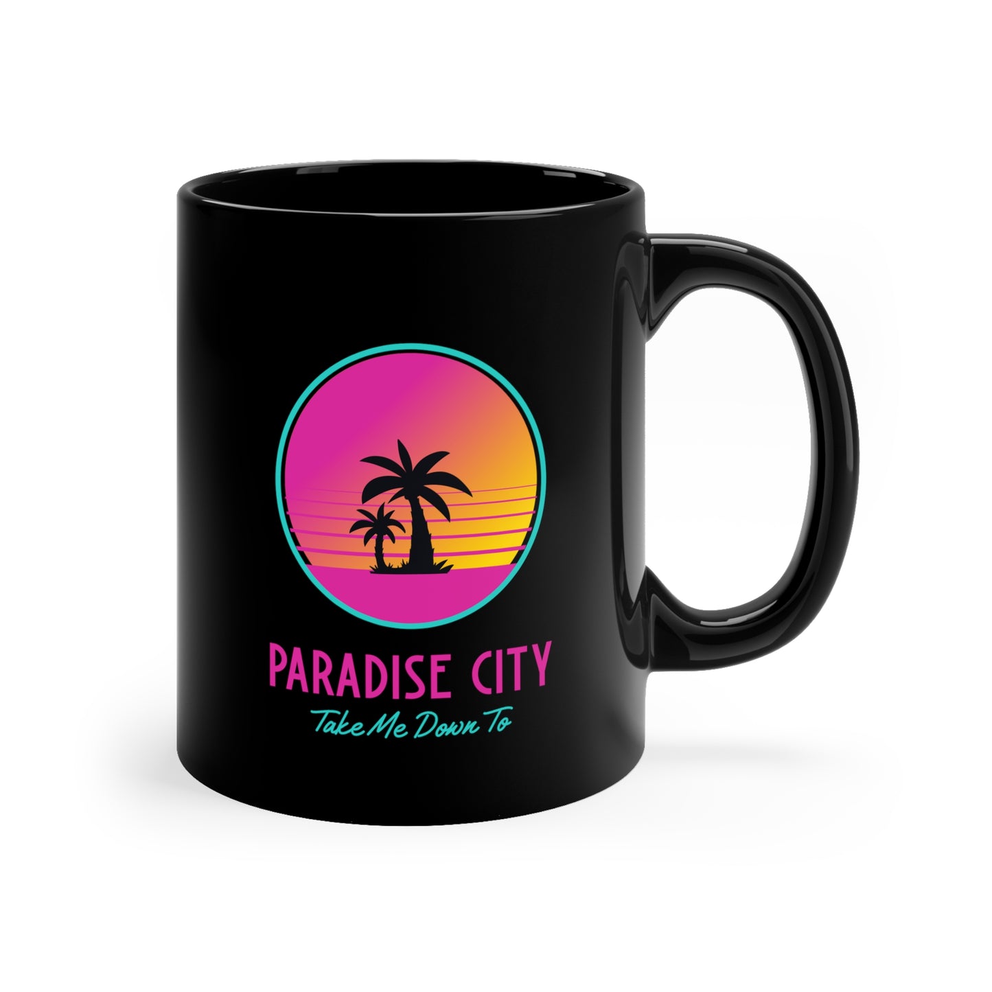 PARADISE CITY Black mug 11oz