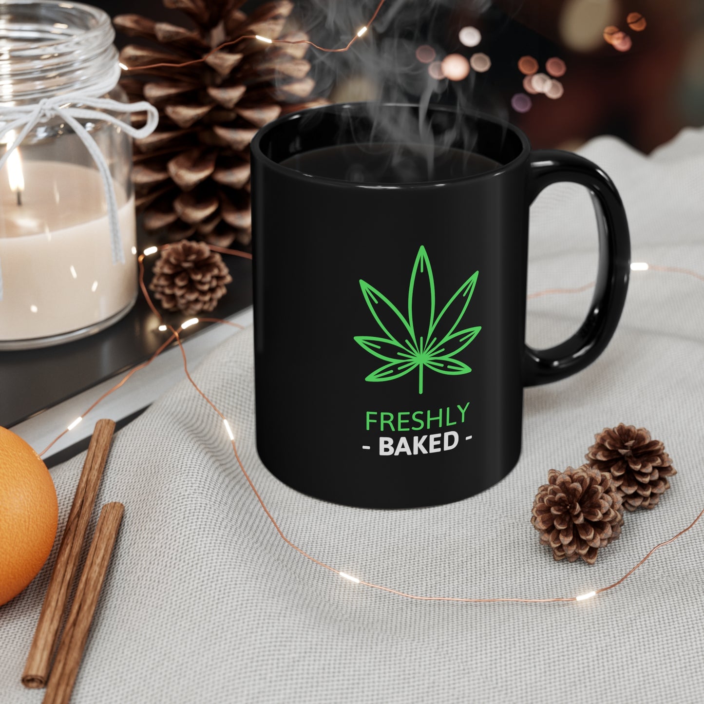 FRESHLY BAKED Black mug 11oz