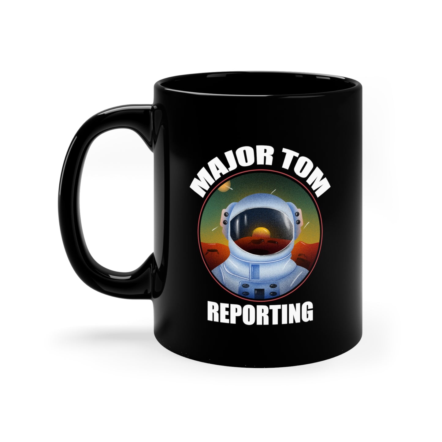 MAJOR TOM REPORTING Black mug 11oz