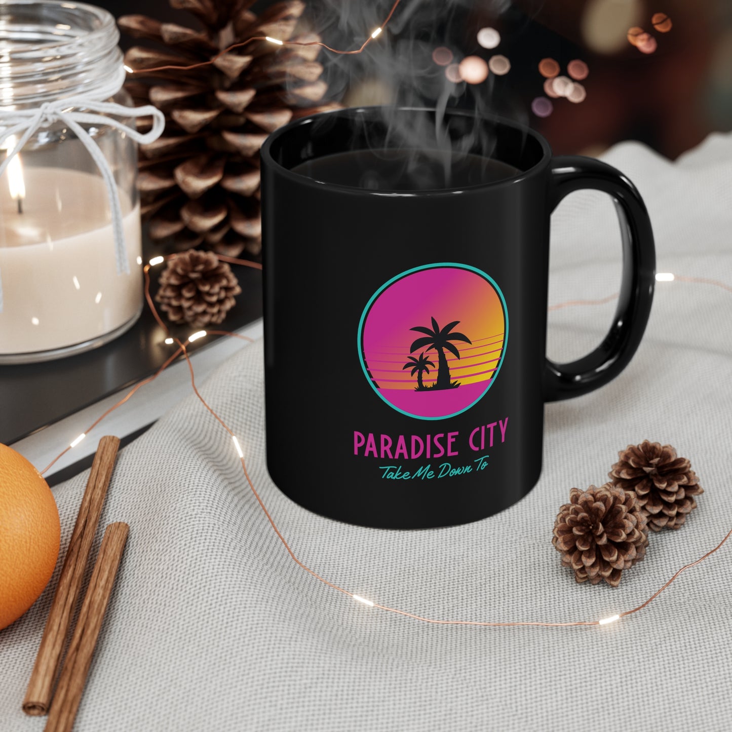 PARADISE CITY Black mug 11oz