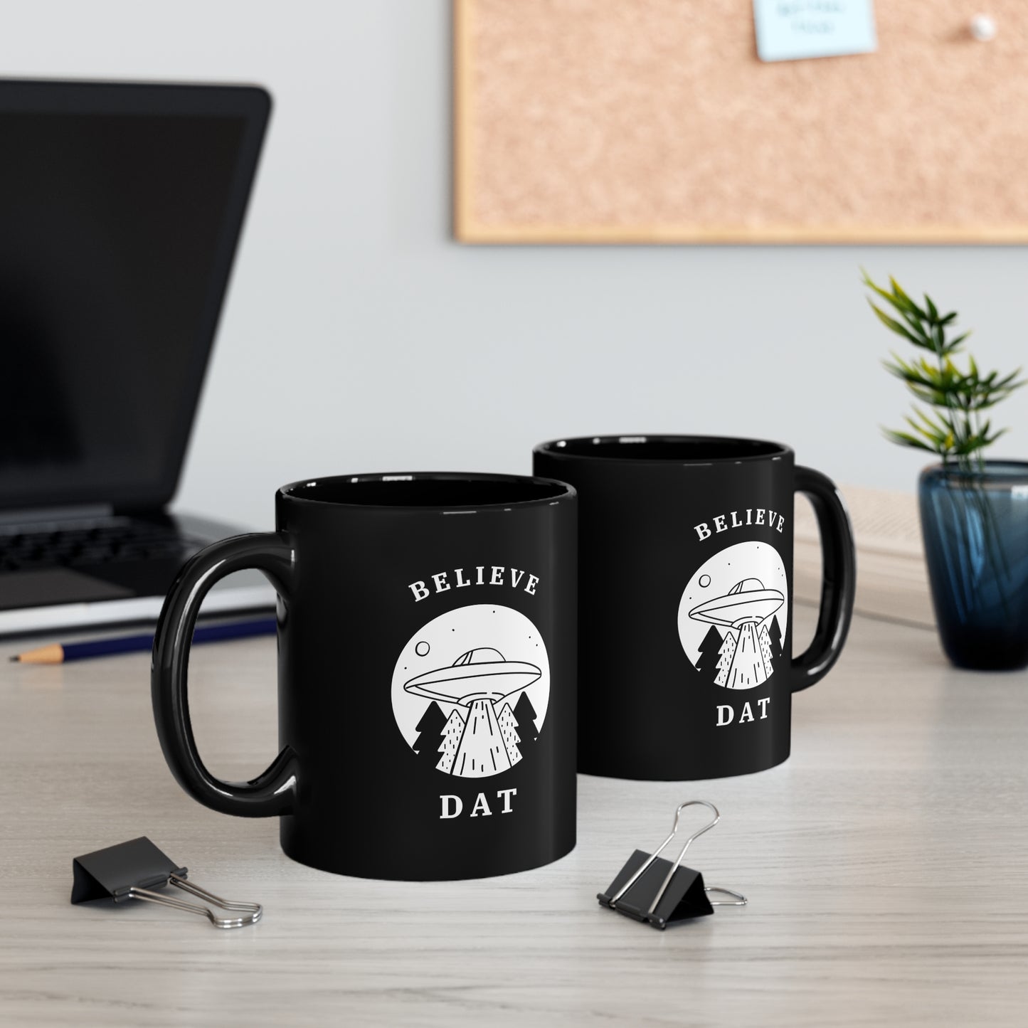 BELIEVE DAT Black mug 11oz