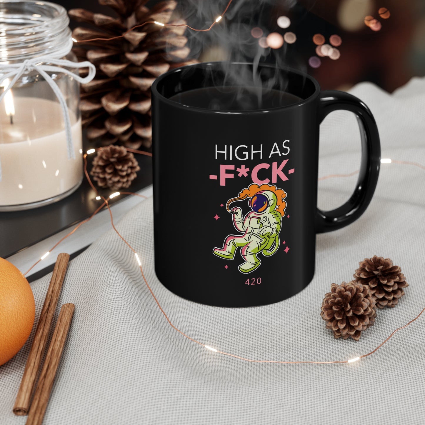 HIGH AS FCUK Black mug 11oz