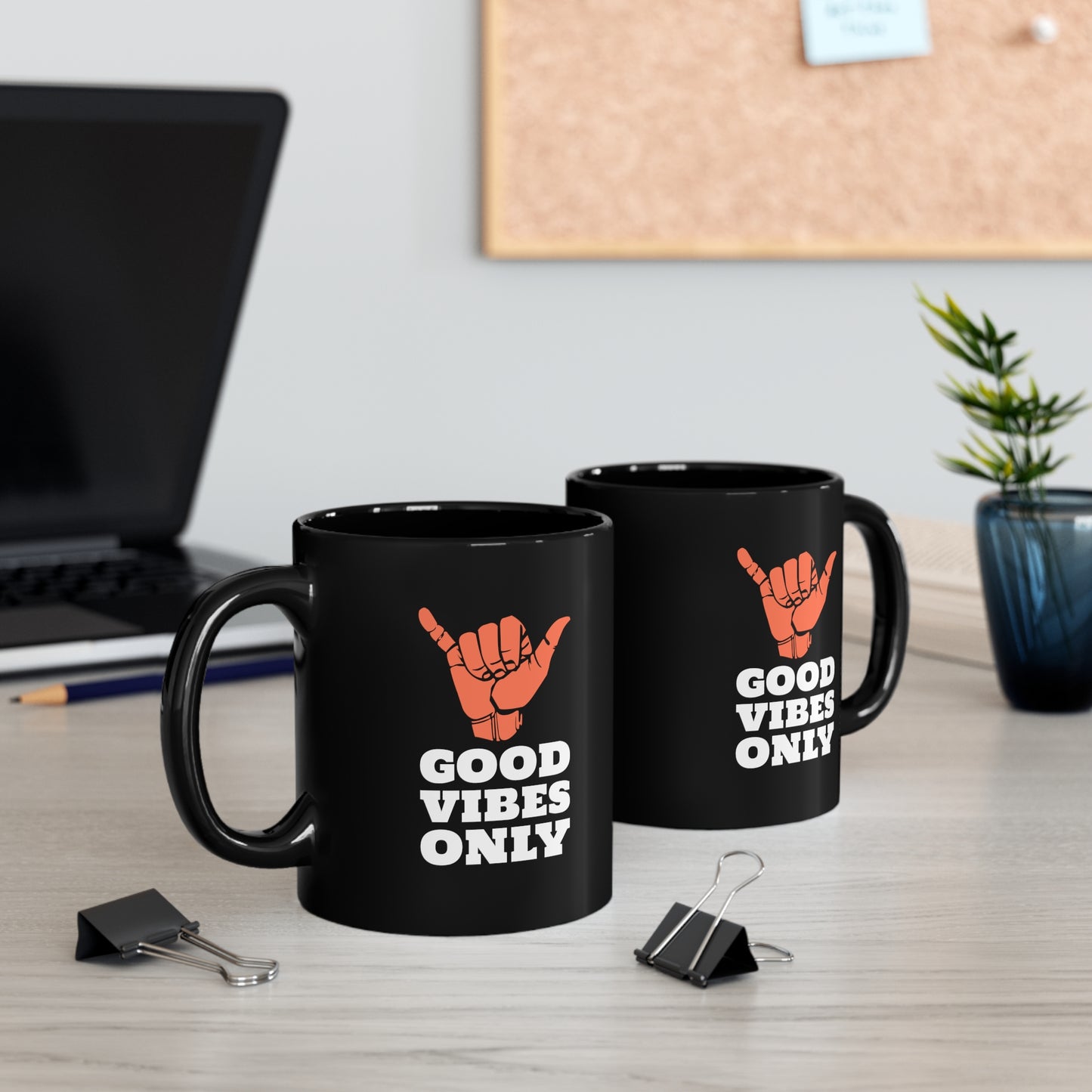 GOOD VIBES ONLY Black mug 11oz