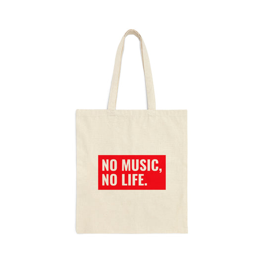 NO MUSIC, NO LIFE VINYL Cotton Canvas Tote Bag
